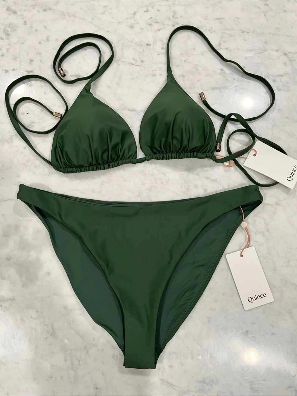 Quince Deep Green Triangle Bikini Set
